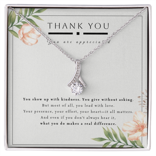 Alluring Necklace, Thank You Gift Necklace with Message, Card Mentor Gift for Women, Appreciation Gifts Jewelry, Thank You Gift  Woman