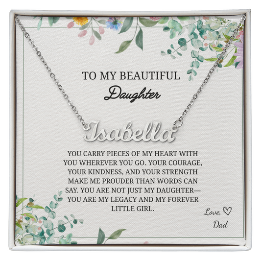 To My Beautiful Daughter Custom Name Necklace From Father