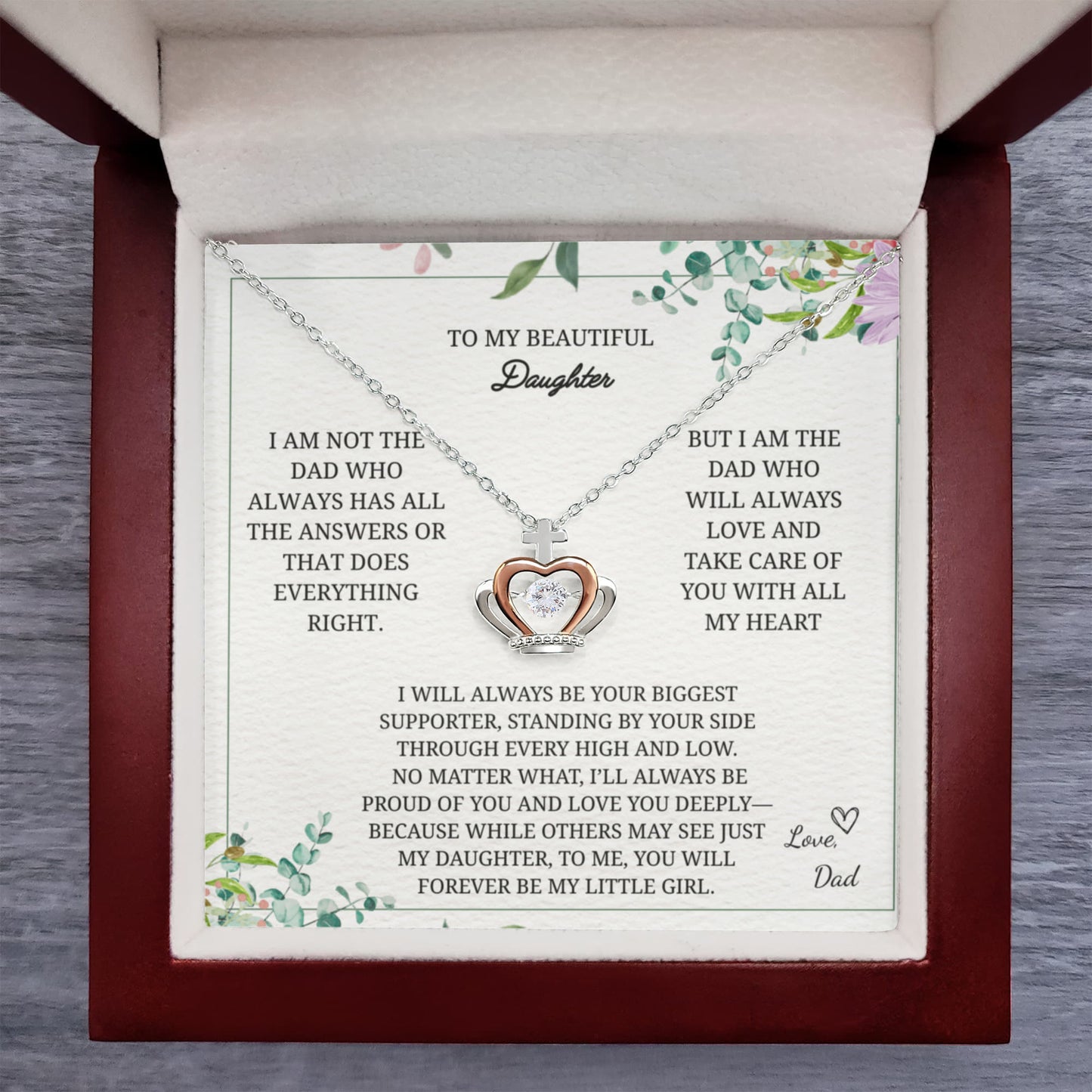 To My Beautiful Daughter Crown Pendant Necklace