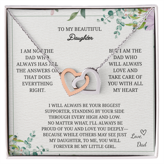 To My Beautiful Daughter Interlocking Heart Necklace from Father
