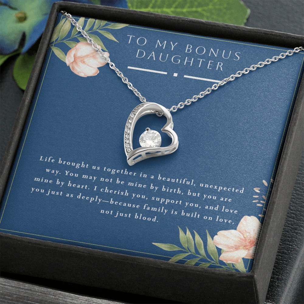 Daughter Necklace From Dad To My Bonus Daughter Interlocking