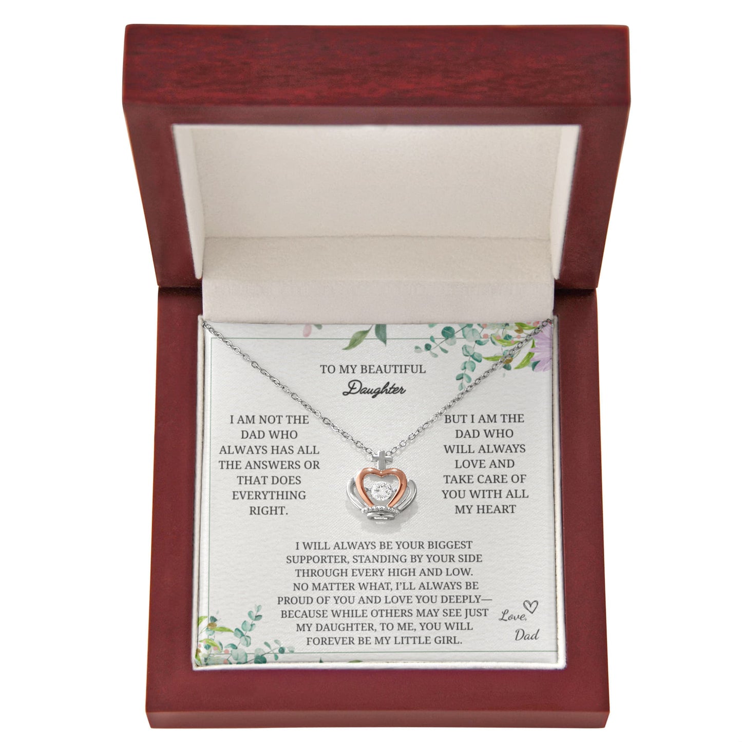 To My Beautiful  Daughter Crown Pendant Necklace